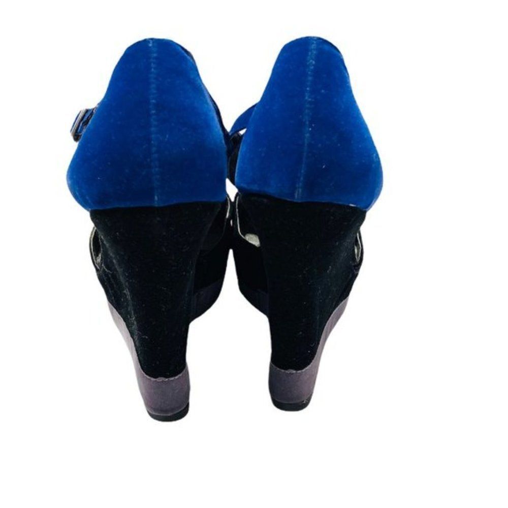 Qupid Velvet Colour Block Platform Wedge Sandals - image 3